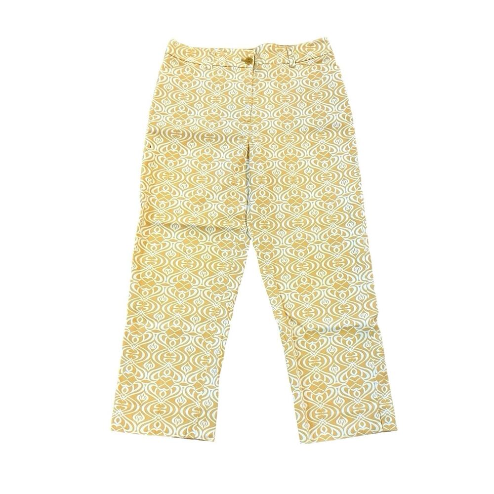 Jones New York Signature Women's Golden/Tan/White Print Capri Crop Pants SZ 8